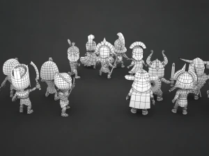 Kriegerrudel dreier St&auml;mme 3D Modell