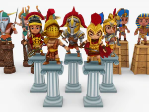 Kriegerrudel dreier St&auml;mme 3D Modell