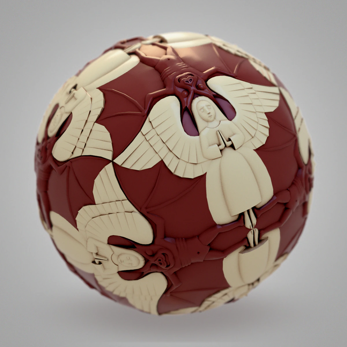 Angels and Devils TRANSFORMING - Escher 3D Model .c4d .max .obj .3ds .fbx .stl .blend