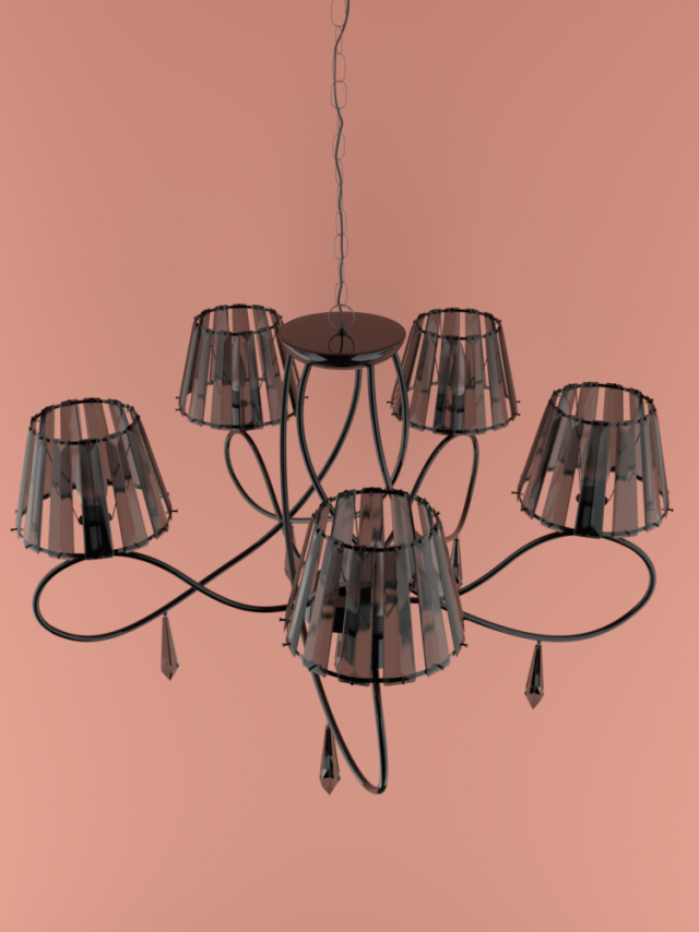 ceiling chandelier for living room 5 lamps Modello 3D .c4d .max .obj .3ds .fbx .stl .blend 