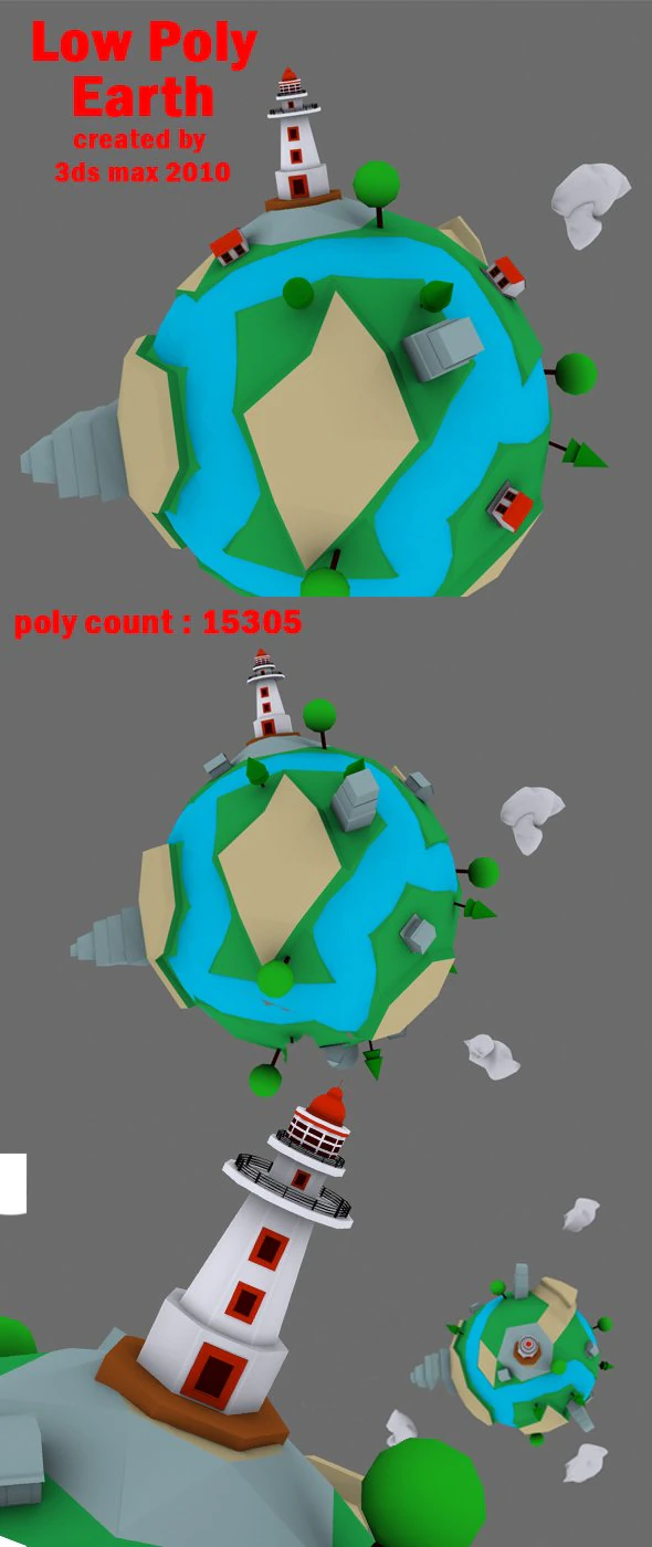 low poly earth 3D Model .c4d .max .obj .3ds .fbx .stl .blend