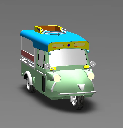 tuk tuk 3 wheel frog car 3D Print Model .c4d .max .obj .3ds .fbx .stl .blend 