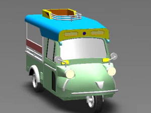 トゥクトゥク 3 輪カエル車 3Dプリントモデル