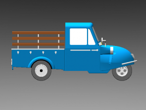 tuk tuk 3 wheel frog car in farm Modèles 3D en vedette