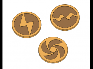 bombos ether and quake medallions and coasters lttp Model Cetak 3D