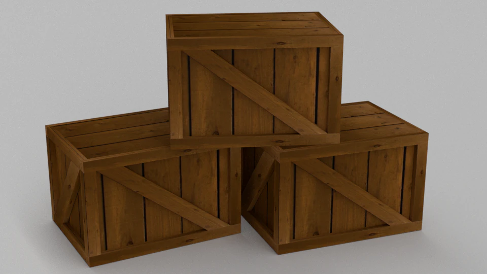 low-poly wooden box 3D Model .c4d .max .obj .3ds .fbx .stl .blend