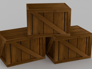 low-poly wooden box Modelo 3D