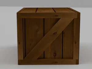 low-poly wooden box 3D Model