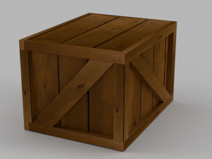 low-poly wooden box 3D Model