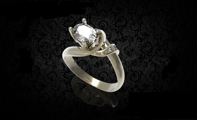 elegant ring with aquamarine 17 3D 打印模型 .c4d .max .obj .3ds .fbx .stl .blend 