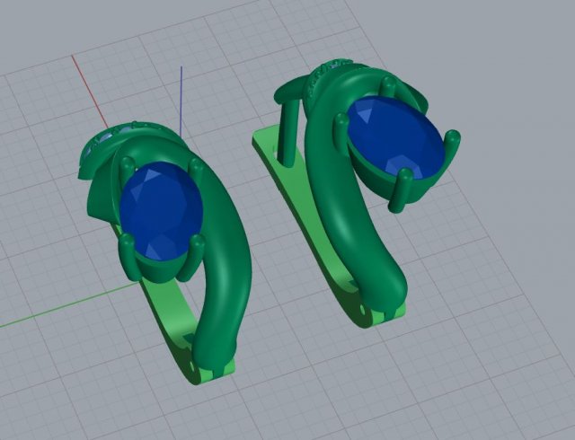 elegant earrings with aquamarin 3D 프린트 모델 .c4d .max .obj .3ds .fbx .stl .blend 