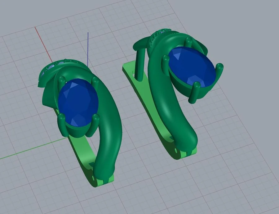 elegant earrings with aquamarin 3D Print Model .c4d .max .obj .3ds .fbx .stl .blend 