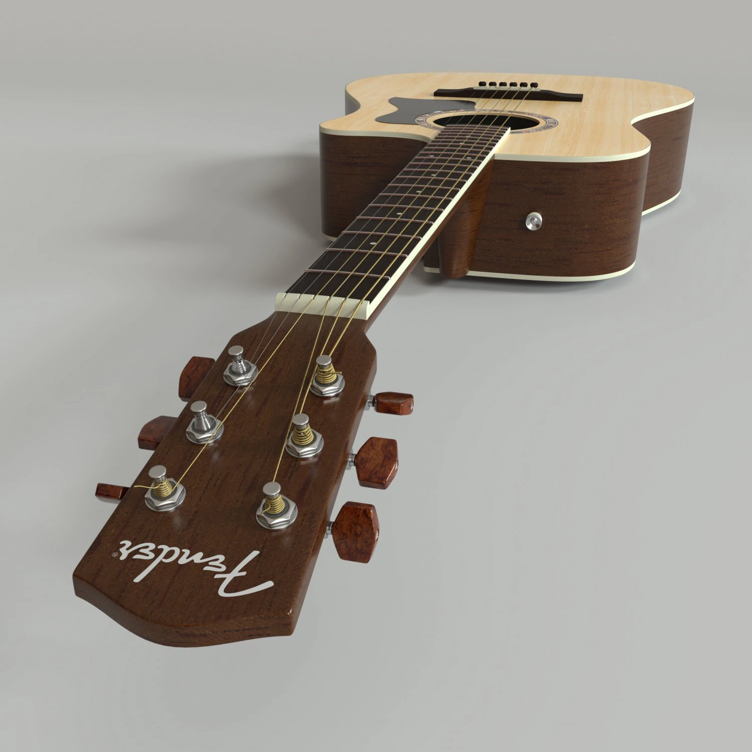 acoustic fender guitar 3D Model .c4d .max .obj .3ds .fbx .stl .blend 