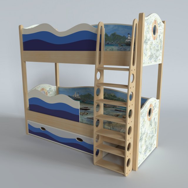 childrens bunk bed 3D Model .c4d .max .obj .3ds .fbx .stl .blend 