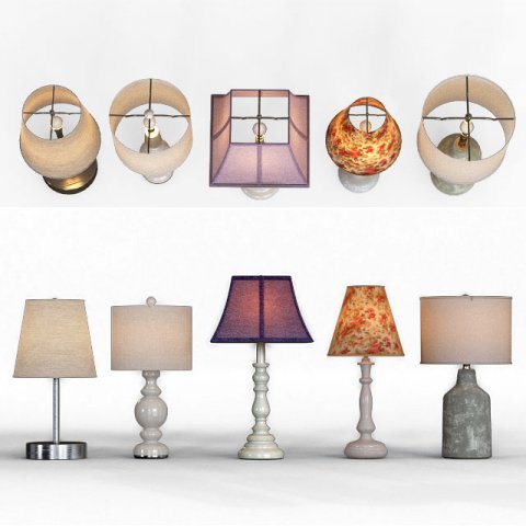 table lamp set 3D Model .c4d .max .obj .3ds .fbx .stl .blend 
