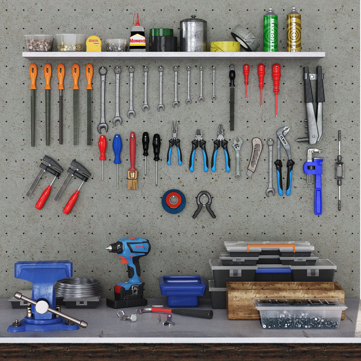 Garage tools set 1 3D Model in Tools 3DExport