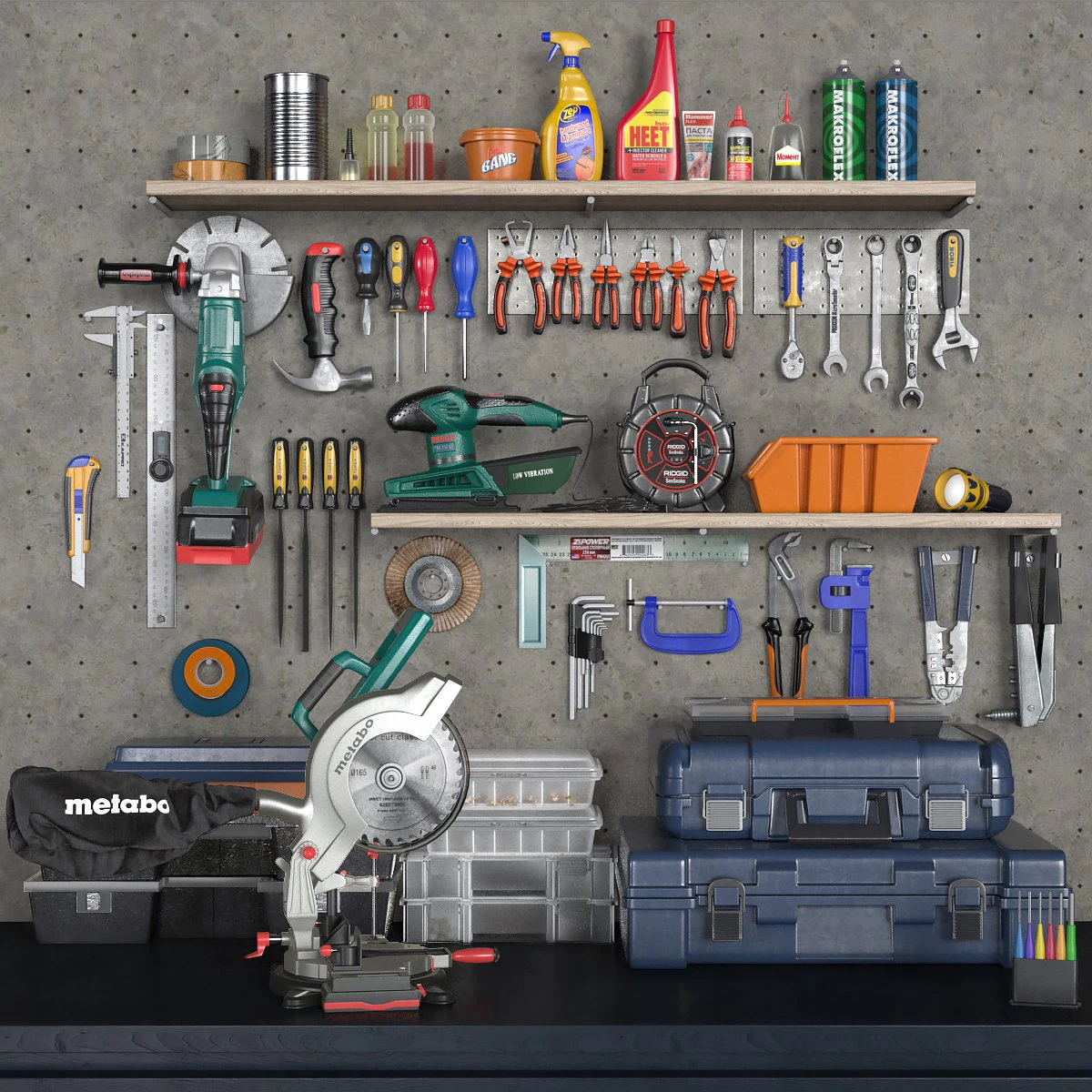 garage tools set 2 3D Model .c4d .max .obj .3ds .fbx .stl .blend 