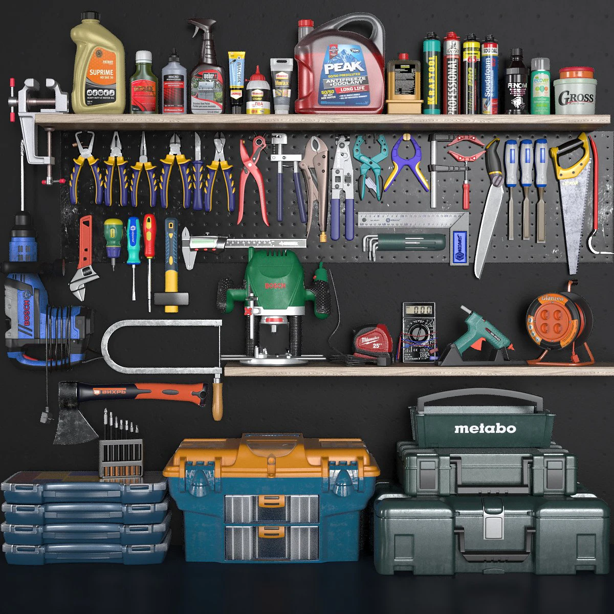 garage tools set 3 3D Model .c4d .max .obj .3ds .fbx .stl .blend 