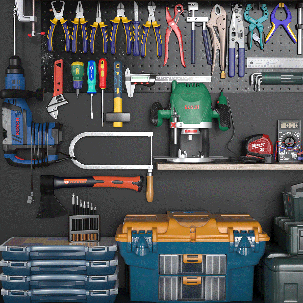 Garage Tools Set 3 3D Модель In Инструменты 3DExport