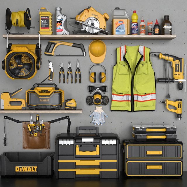 garage tools set 4 Modello 3D .c4d .max .obj .3ds .fbx .stl .blend 