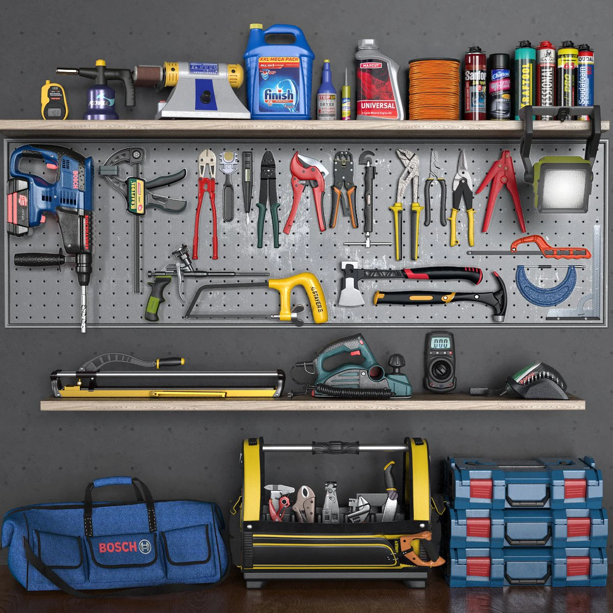 garage tools set 5 3D Model .c4d .max .obj .3ds .fbx .stl .blend 