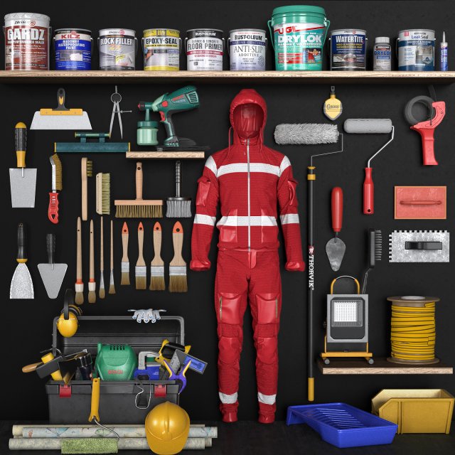 garage tools set 6 Modello 3D .c4d .max .obj .3ds .fbx .stl .blend 