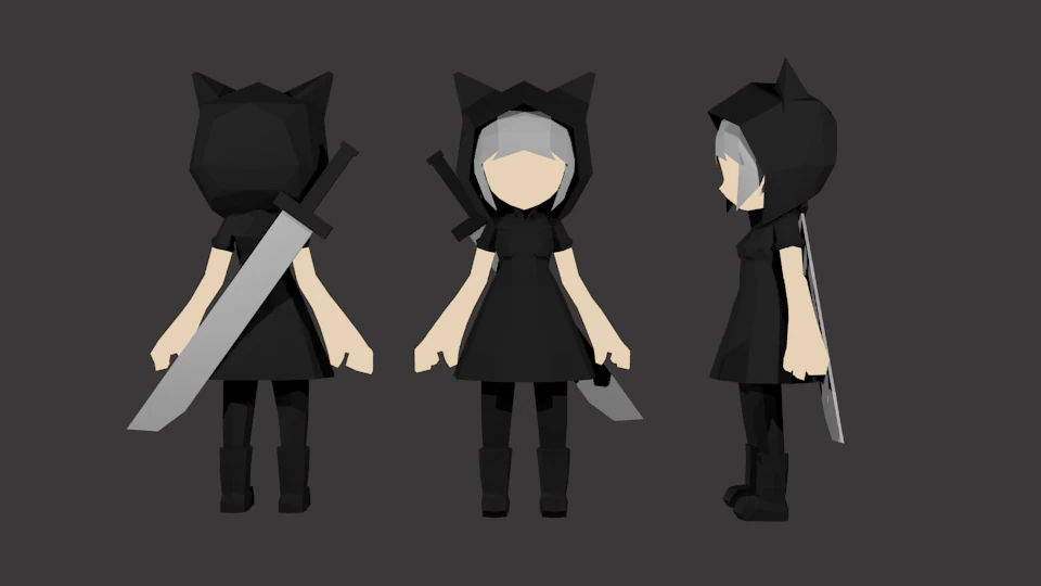 girl with a sword 3D Model .c4d .max .obj .3ds .fbx .stl .blend 