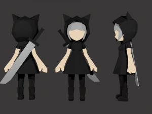 garota com uma espada Modelo 3D