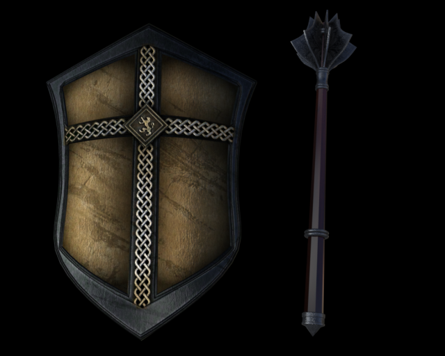 gladiator shield and mace 3D-Modell .c4d .max .obj .3ds .fbx .stl .blend 