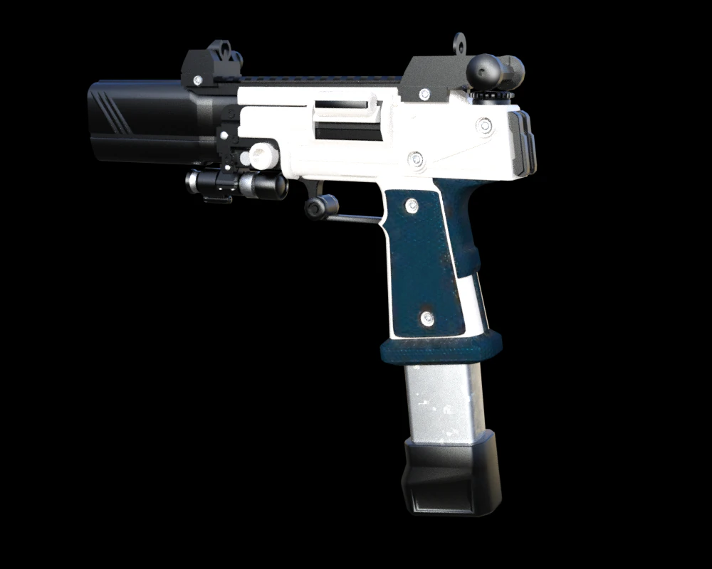 sci-fi pistol 3D Model .c4d .max .obj .3ds .fbx .stl .blend 