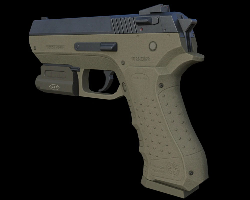 9mm handgun 3D Model .c4d .max .obj .3ds .fbx .stl .blend 