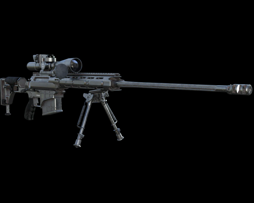 m98b 338 lapua mag sniper rifle 3D Model .c4d .max .obj .3ds .fbx .stl .blend 