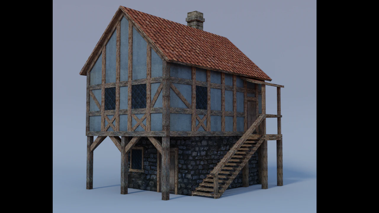 medieval house 3D Model .c4d .max .obj .3ds .fbx .stl .blend 