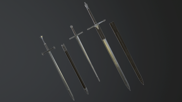 medieval swords 3D मॉडल .c4d .max .obj .3ds .fbx .stl .blend 