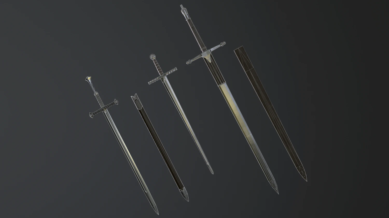 medieval swords 3D Model .c4d .max .obj .3ds .fbx .stl .blend 