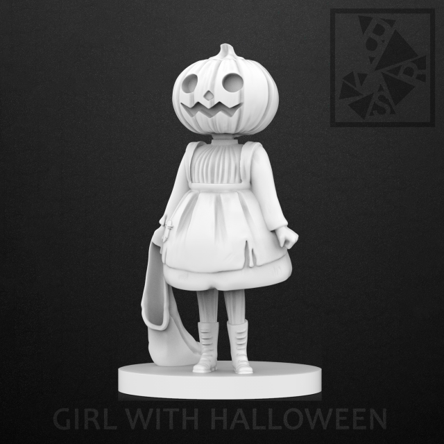 girl with halloween Modelo de Impressão 3D .c4d .max .obj .3ds .fbx .stl .blend 