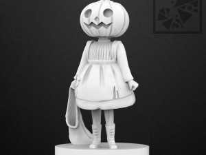 girl with halloween 3D Print Model