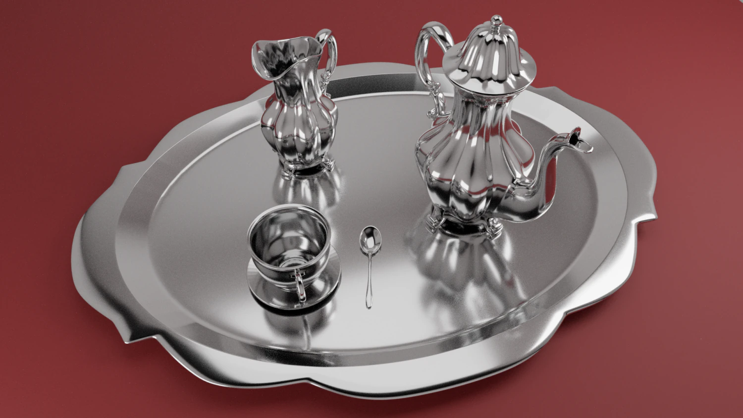 silverware tea set 3D Model .c4d .max .obj .3ds .fbx .stl .blend 