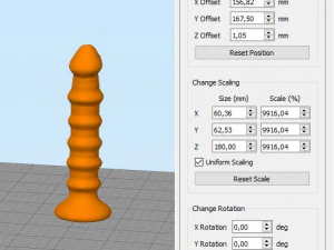 Consolador 3d con anillos en su cuerpo. Modelo de impresión 3D
