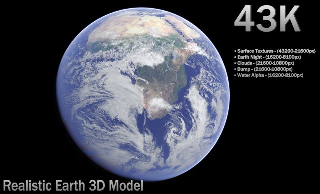 realistic earth Model 3D .c4d .max .obj .3ds .fbx .stl .blend 