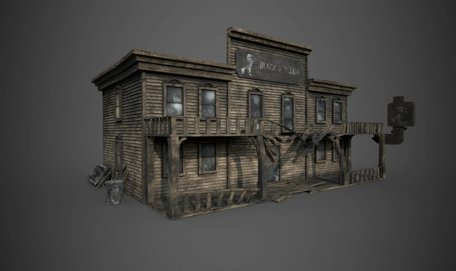abandoned wooden building - pbr - lowpoly 3D Model .c4d .max .obj .3ds .fbx .stl .blend 