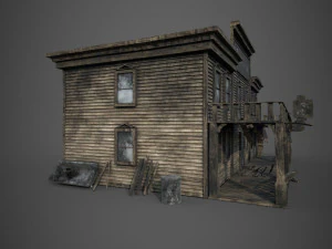 abandoned wooden building - pbr - lowpoly 3D Model