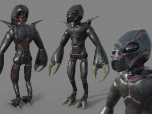 insectoid alien character - rigged and animated low-poly 3D Model