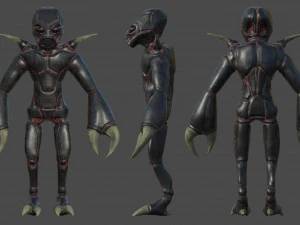 insectoid alien character - rigged and animated low-poly 3D Model