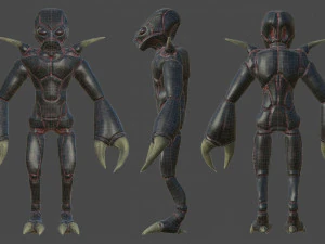 insectoid alien character - rigged and animated low-poly 3D Model