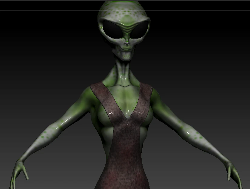 gray alien female 3D Model .c4d .max .obj .3ds .fbx .stl .blend 