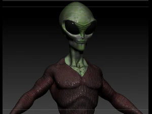 macho alien&iacute;gena cinza Modelo 3D