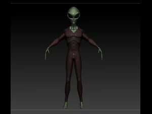 gray alien male 3D Model