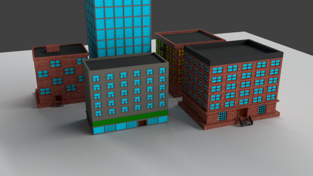 low-poly buildings collection 3D 모델 .c4d .max .obj .3ds .fbx .stl .blend 