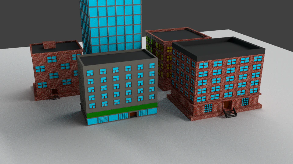 low-poly buildings collection 3D Model .c4d .max .obj .3ds .fbx .stl .blend 
